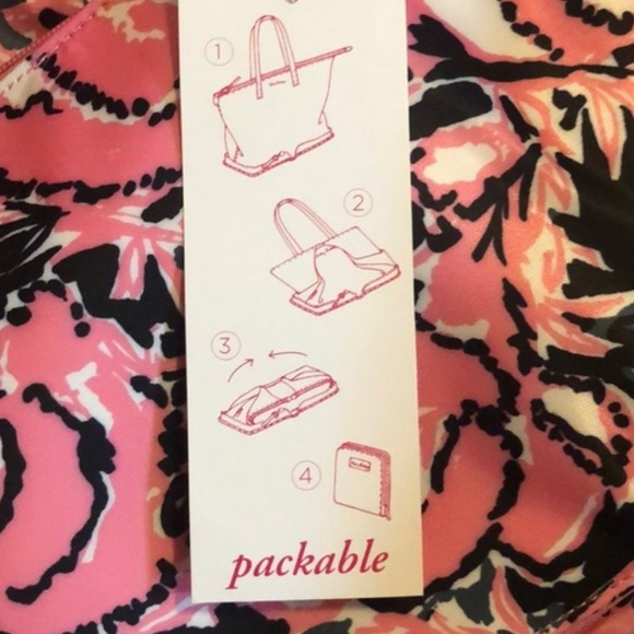 New Lilly Pulitzer Hanging With My Boo Packable Tote, Hibiscus Pink, Rare! - Picture 2 of 8
